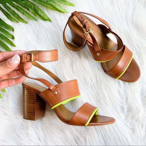 Coach Shoes - Coach | Brown/fluorescent yellow sandals size 6